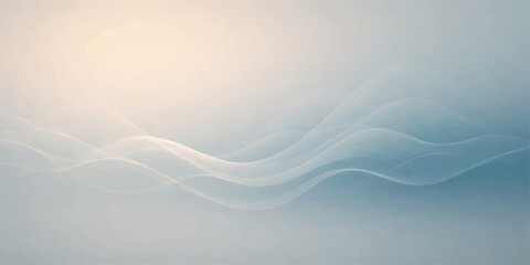 Abstract blue background with waves resembling a beautiful winter sky filled with white clouds and cold atmosphere above a snowy landscape © BIBI