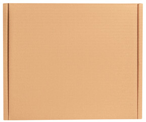 Kraft Square Cardboard Box Top View Isolated on White Background