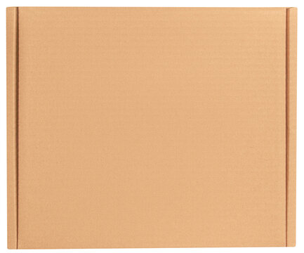 Kraft Square Cardboard Box Top View Isolated on White Background