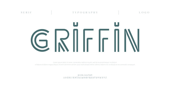 Griffin, Creative digital minimal modern alphabet fonts. Typography minimalist urban digital neon future creative logo font. vector illustration
