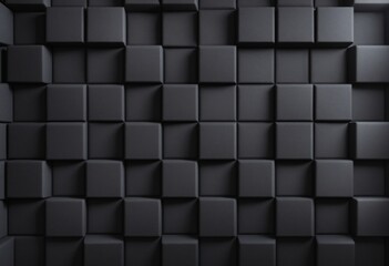 3D render of a seamless matte black acoustic foam diffuser, geometric cube texture