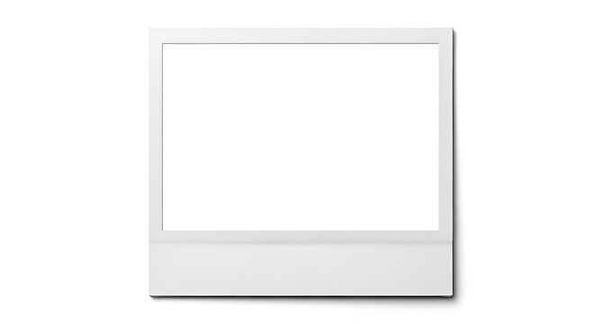 A blank white wooden photo frame with a vintage rectangle border isolated on a gallery wall provides an empty space for art or photography