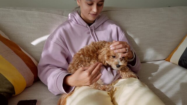 Relaxed weekend morning filled with love and gentle petting