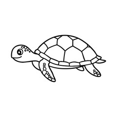 Fototapeta premium A simple black and white line drawing of a turtle on a transparent background