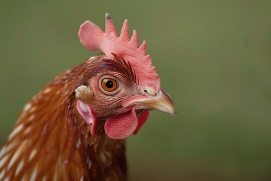 Close-up view of a brown hen in a natural setting during daylight hours