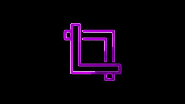 Purple Neon Crop Icon on Black Background symbol tool