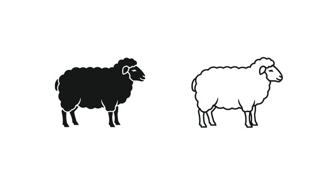 Black vs white sheep illustration Vector