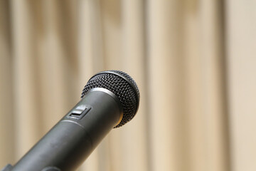 Close-up microphone on stand for speech, presentation and recording
