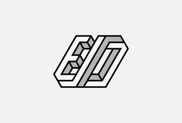 3D Letter ED Logo, Modern Letter ED 3d style logo design, vector illustration