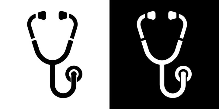 Stethoscope icon concept in flat black and white style on clean background vector illustration design	