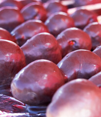 Obraz premium Close-up of dark chocolate bonbons in rows. 
