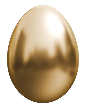 Egg gold easter ornament and golden metallic glossy 3d luxury oval shape, 3d illustration