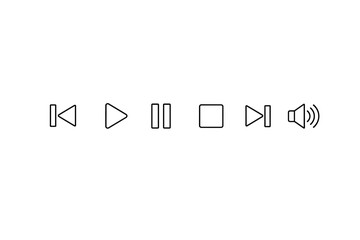 Minimalist media control icons: play, pause, stop, volume