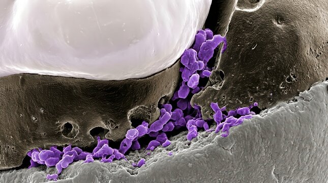 Ion-Abrasion Scanning Electron Micrograph Of PFM Crown And Tooth Interface
