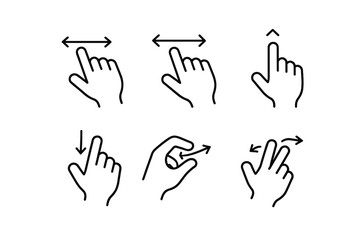 Hand gesture icons: swipes, taps, and pinches for touchscreen interaction