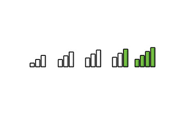 Fototapeta premium Minimalist bar chart progression from black to green