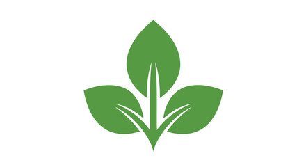 Fototapeta premium Simple green three-leaf plant logo or icon design element in vector graphic illustration