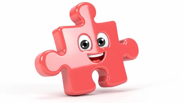 Red Puzzle Piece Character Animation.