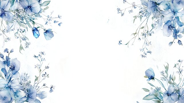 Watercolor Blue Wildflower Botanical Seamless Pattern Indigo Floral