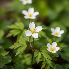 Obraz premium Vibrant close-up of delicate wild blooms showcasing the beauty and fragility of natural spring growth in a lush outdoor garden setting, environment, petal, colorful
