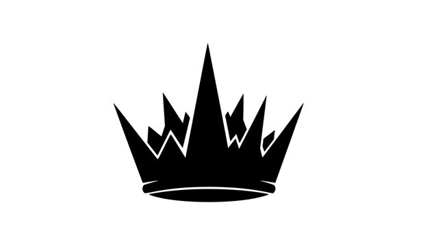 Modern black jagged crown vector icon for branding and logos