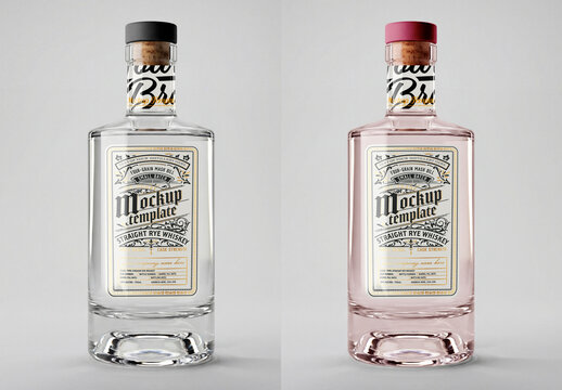 Glass Bottle Mockup With Cork Stopper