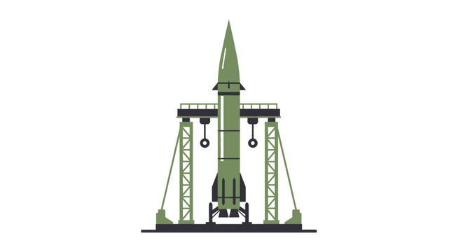Balistic Vector Illustration of a Rocket on Launch Pad
