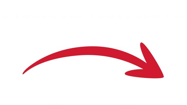 Red arrow isolated on white, hand drawn arrow