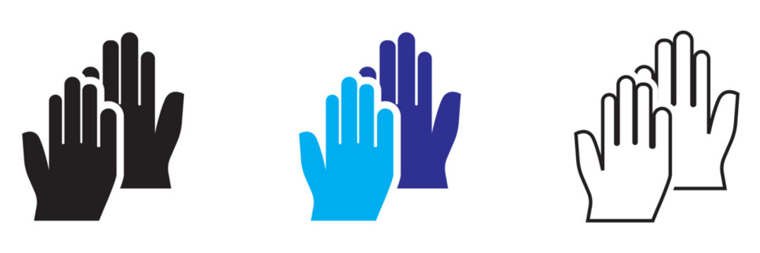 Teamwork High Five Icon Symbol.  Icon of two people giving a high five, symbolizing teamwork, partnership, collaboration, agreement, and shared success in business or community.