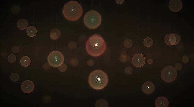 Warm glowing spherical lights on strings create a festive and dreamlike atmosphere