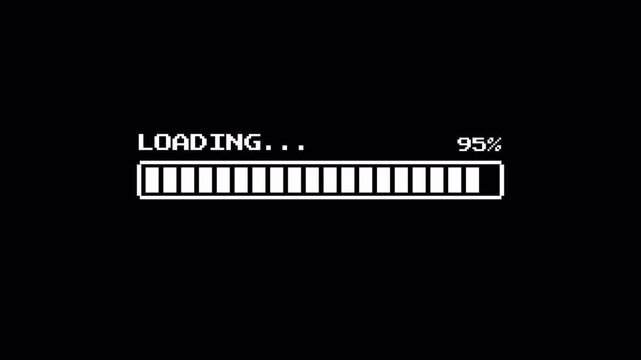 Loading progress bar animation with percentage indicator, digital buffering interface, technology status screen design
