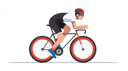 Naklejka premium Road Cyclist Riding Racing Bike In Speed Position Illustration
