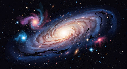 Spiral Galaxy in Deep Space with Bright Center. © Ahmad