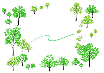 Forest landscape border with trees and copy space