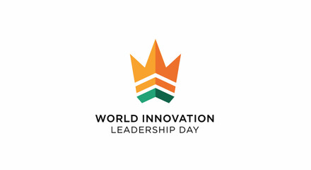 Obraz premium World Innovation Leadership Day logo with stylized crown and chevron design elements.