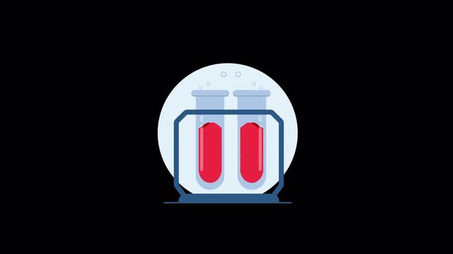 Test Tubes with Blood Sample in a Rack. Medical Test Concept Animation Video - Transparent