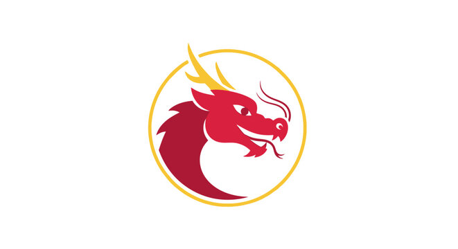 Red dragon head logo emblem icon symbol.