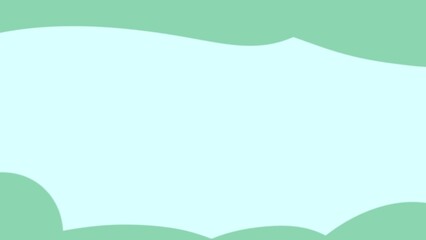 Obraz premium Abstract mint green wavy border on light blue background. Modern minimalist frame with soft organic curves for social media, text backdrop, and web design.