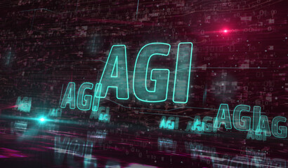 Obraz premium Artificial general intelligence symbol digital concept 3d illustration