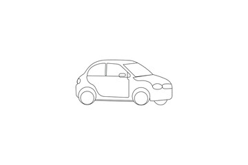 Car icon one line drawing of a car in minimalist style isolated

