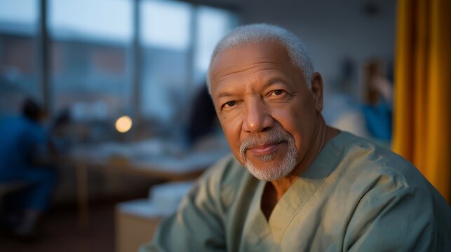 Retired surgeon volunteering medical skills at a community health clinic serving underprivileged patients, perfect for senior professional contribution, elder volunteering, retired expertise,