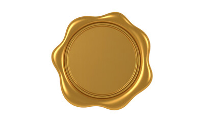Golden Wax Seal Stamp Isolated on White Background &ndash; Luxury Gold Badge, Premium Certification Label