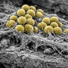 Staphylococcus Aureus Bacteria Biofilm Formation Ion Abrasion Scanning Electron Micrograph