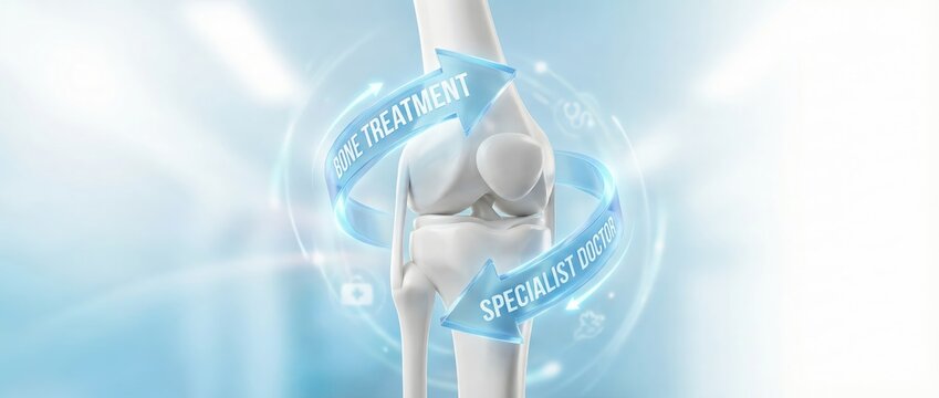 Knee treatment solutions medical facility infographic clinical environment close-up view rehabilitation concepts for optimal joint health
