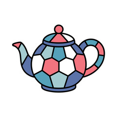 Obraz premium A colorful teapot with a stained glass design on a white background