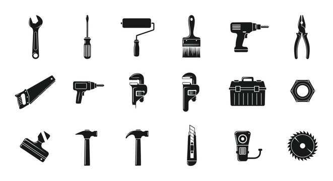 Comprehensive vector illustration showcasing various essential handyman and construction tools for design projects.