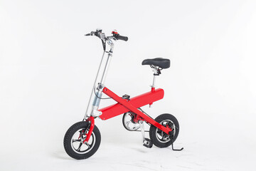 Red bicycle on white background