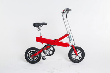 Red bicycle on white background