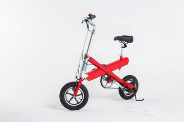 Red bicycle on white background