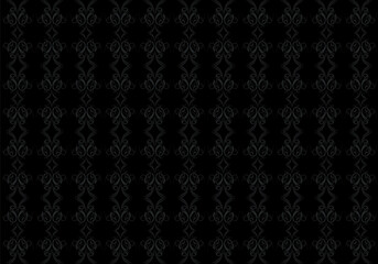 Fototapeta premium Luxury black gothic ornamental pattern on dark and white background. Elegant Gray Ornamental Seamless Pattern Background, Vintage Decorative Floral Motif Texture